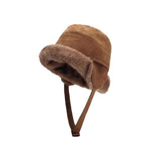 麂皮绒毛绒雷锋帽女款冬季2025新款加厚保暖东北防寒护耳蒙古帽子