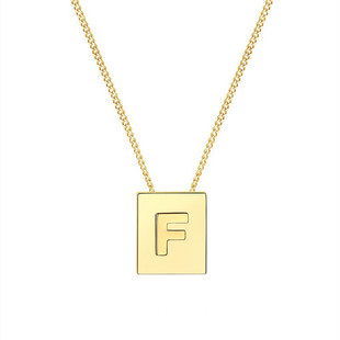 lisa同款方块字母项链女欧美轻奢姓氏英文方牌吊坠黄铜金色锁骨链