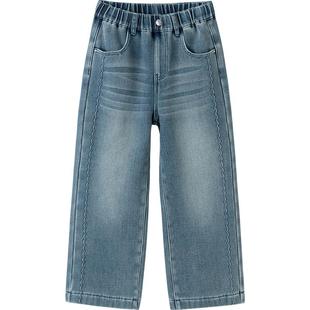 【商场同款】巴拉巴拉童装女裤子儿童牛仔裤2025冬新款加绒直筒裤