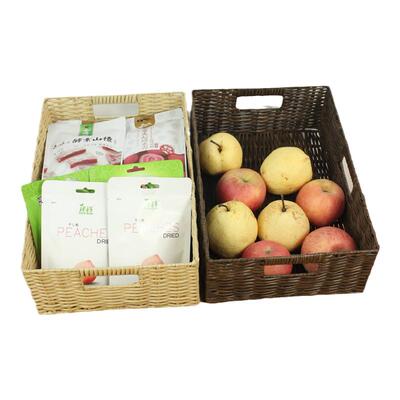 超市陈列展示篮零食收纳框仿藤编