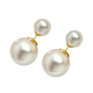 akoya粉色珍珠耳钉10mm耳环女2025新款925银针耳饰女气质轻奢配饰