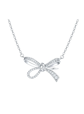 周六福蝴蝶结项链女链坠S925银时尚百搭高级感小众送女友圣诞礼物