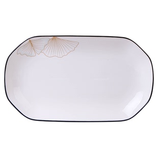 大号鱼盘2只装 家用蒸鱼盘子高级感陶瓷鱼盆长方形装鱼碟可微波