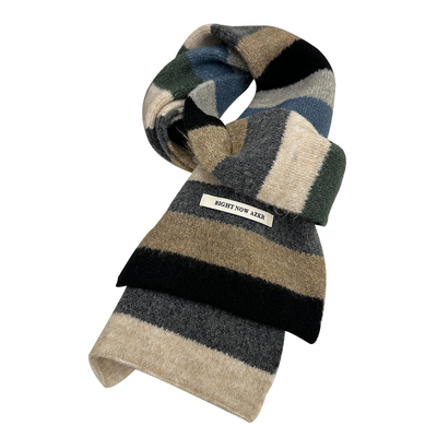 盈妹拂霞桥落韩国原版条纹围巾冬