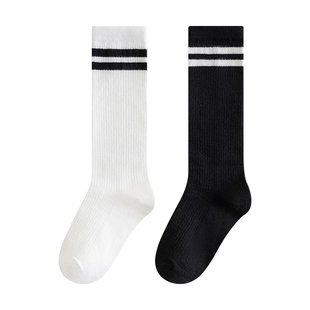 儿童长筒袜纯棉夏季薄款男女童夏天白色网眼袜足球学生运动小腿袜