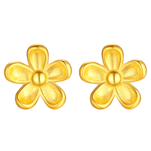 百泰首饰 黄金耳钉 999足金樱花耳饰金耳针花朵送女友养耳棒耳丁