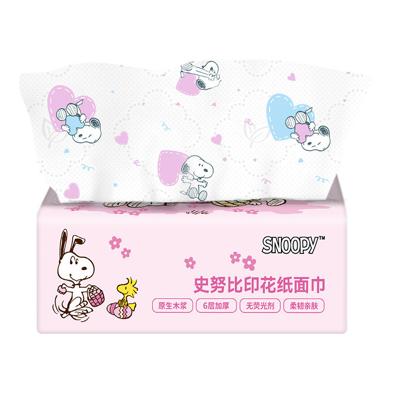 史努比印花6层加厚抽纸整箱