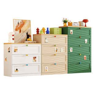 多巴胺抽屉柜大容量钢制客厅斗柜卧室宝宝衣柜靠墙一体床尾储物柜