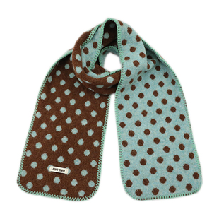 含羊毛波点软糯针织围巾女秋冬季韩版小众加厚防寒围脖保暖披肩