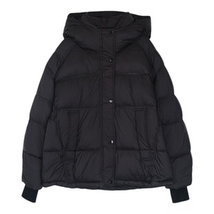 长度刚好！厚实冬短款白鸭绒外套多色连帽羽绒服女黑色Y670D0616