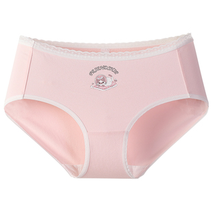 tutuanna中腰内裤女 全棉裆三角裤卡罗与希尔猫咪印花5条装内裤女