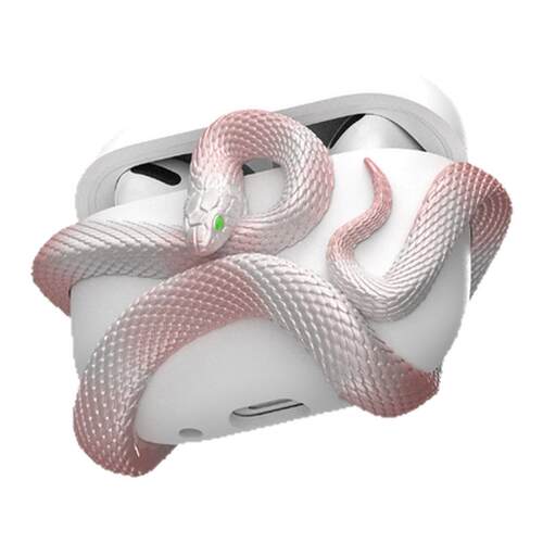 XKSU原创蛇系列耳机壳airpods4代保护壳苹果耳机airpodspro3保护套蓝牙耳机配件全包高级白蛇耳机套抖音同款