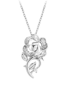 gstv山茶花项链18K金镶钻女士