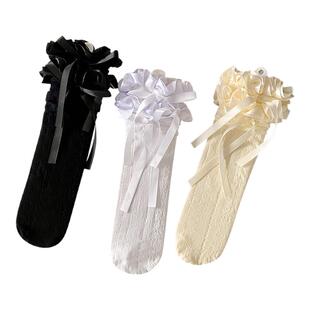 女童薄款半筒袜夏季儿童花边小腿白色长筒袜中筒袜宝宝夏天配裙子