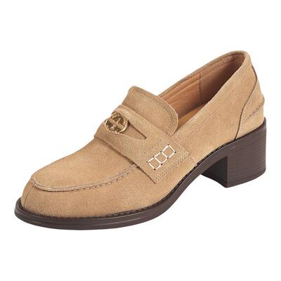 英伦金币小皮鞋百搭真皮中跟单鞋