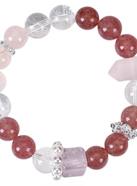 珞石天然紫水晶玛瑙手链手串礼物