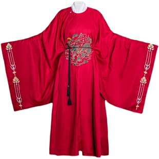 王洪旗原创宋制麒麟圆领汉服长袍大袖男女中国风公主古代古典红色