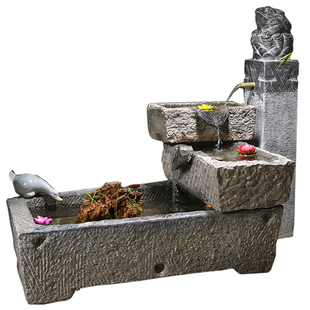 牛槽老旧马槽石槽户外庭院水槽青石大型鱼缸石头养鱼鱼池流水摆件