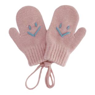 儿童手套男孩冬天加绒保暖手套女孩卡通宝宝加厚连指挂脖手套