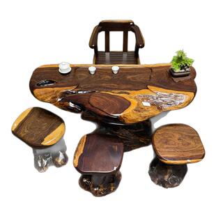 非洲黑檀木根雕小茶台阳台款实木整板茶桌接脚休闲别墅高端类茶几