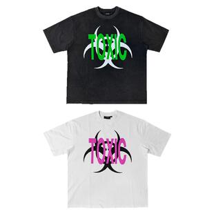 Human Voices 重磅水洗裂纹生化短袖男女宽松休闲T恤夏季情侣潮流