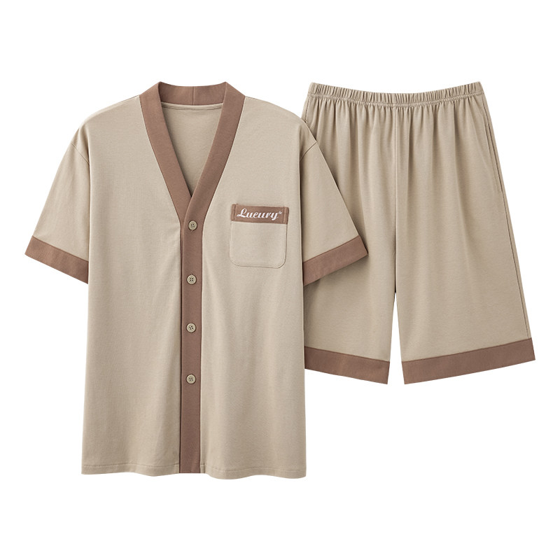 睡衣男士夏季短袖家居服开衫和服