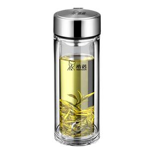 希诺玻璃杯抗菌水杯2025新款杯子双层保温男女士高档泡茶杯礼盒装