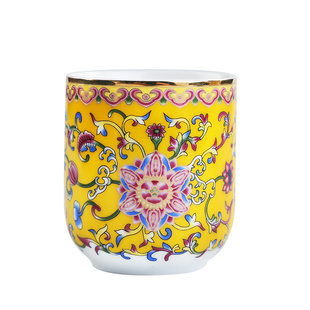 珐琅彩陶瓷家用待客个人杯饭店餐厅办公大茶杯水杯结婚茶具