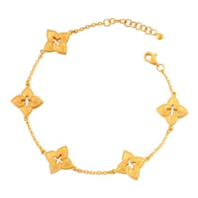 古法金布契拉丝四叶草手链