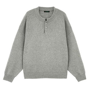 bdpowerup老钱风纯色亨利领毛衣男巴恩风针织毛衫男内搭打底衫