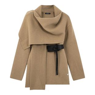 i.t GROUNDZERO2025秋冬收腰显瘦披肩中长款长袖毛衣外套针织衫女