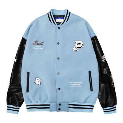 PMET宽松字母毛巾绣棒球服