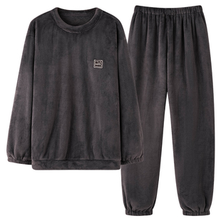 三枪珊瑚绒睡衣男士秋冬款加绒加厚长袖家居服冬季大码保暖套装