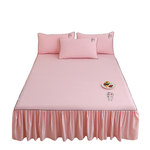 纯棉床裙式床罩单件全防尘保护套1.5米1.8床单床垫全棉床笠防滑