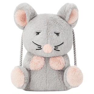 可爱公仔宝宝灰灰鼠儿童斜挎包2026新品毛绒玩具安抚娃娃女孩礼物