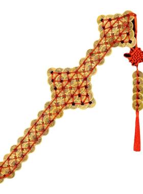 纯铜保平安新中式门厅五帝钱宝剑