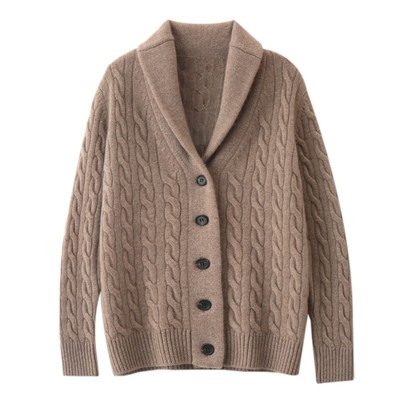 100山羊绒衫男青果领休闲厚开衫