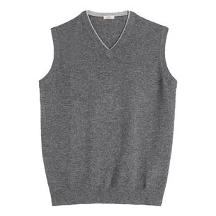GORNIA/格罗尼雅男士毛背心100%纯山羊绒时尚V领套头中年毛背心