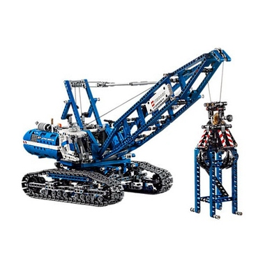 科技电动履带起重机模型拼装积木