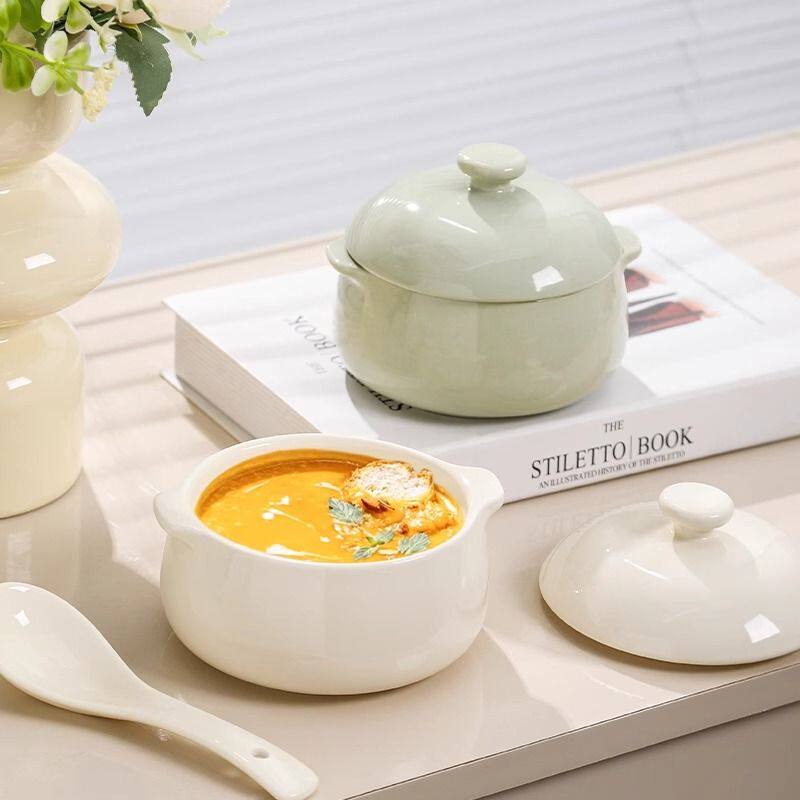 双耳蒸蛋碗陶瓷家用带盖蒸鸡蛋羹宝宝儿童辅食专用蒸碗炖盅酸奶碗