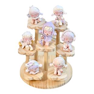 手办展示架收纳木质泡泡玛特盲盒展位大容量圆台摆件模型陈列架子