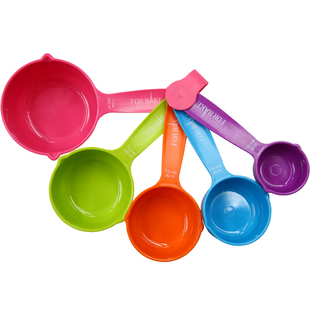 法焙客五件套粉色量勺量匙调料匙计量器称量工具克度勺大小号可选