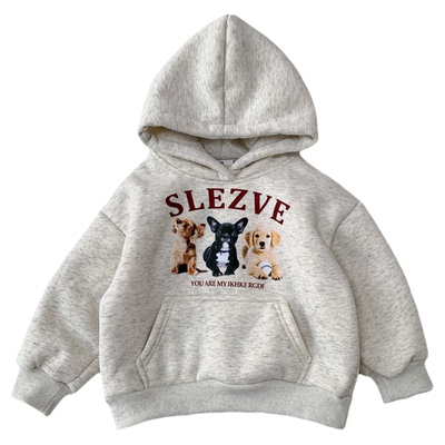 冬季中小男孩卡通羊羔绒连帽卫衣