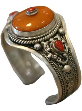 古法情侣925银绿松石手镯