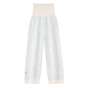 半边绒高腰睡裤女长裤冬季豹纹暖宫裤珊瑚绒孕妇家居裤加厚可外穿