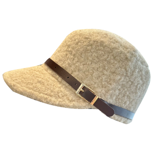 2025新款毛呢马术帽子女秋冬皮带扣装饰短檐秋冬鸭舌帽显脸小气质