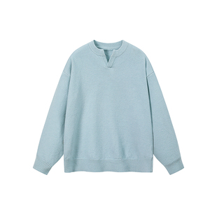 港风简约纯色针织衫毛线衣男加肥加大码潮胖子宽松慵懒风冬装休闲