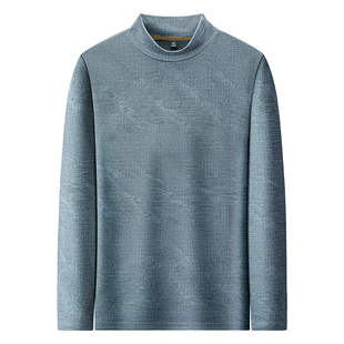 【皮尔卡丹名牌正品】羊毛桑蚕丝加绒加厚男卫衣印花半高领打底衫