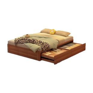 全实木无床头带储物空间高箱体收纳抽屉地台床小户型榻榻米床落地