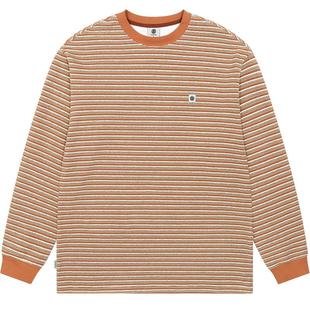 美国ELEMENT滑板长袖T恤男春季雪尼尔绒条纹街头风重磅落肩上衣女